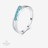 新品S925纯银蓝托帕石戒指优雅简约时尚叠戴细圈指环女款