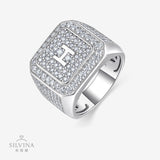 男士嘻哈戒指 莫桑石925银大号潮男戒定制轻奢时尚风饰品