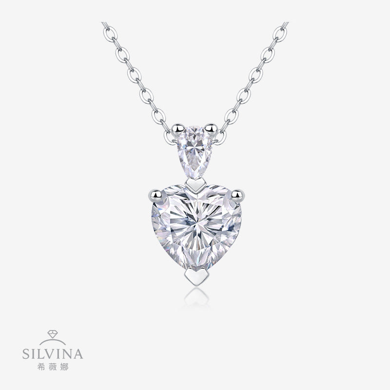 铂金莫桑石18k吊坠项链梨形蛇骨链链轻奢吊坠项链