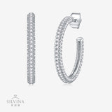 冷淡风气质小众圆圈耳扣双排莫桑石耳环饰品简约百搭耳饰女