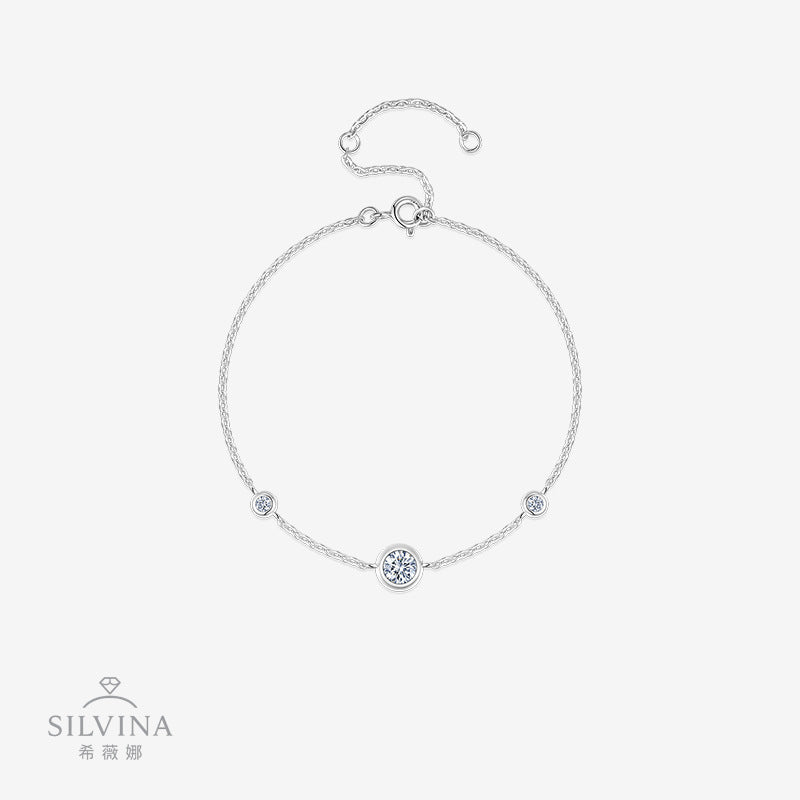 新款S925纯银设计小巧莫桑石手链简约百搭轻奢小手串女