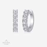 925耳环设计感耳环 半圈S925通体纯银莫桑石流苏