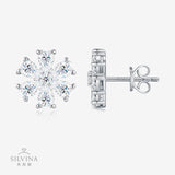 新款纯银镶钻樱花耳钉简约百搭花朵耳环时尚小花耳饰品女