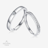 时尚轻奢纯银新款结婚情侣戒指个性开口可调节莫桑石情侣对戒