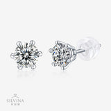 S925银莫桑石雨雪耳钉耳圈饰品耳骨钉