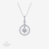 金牌S925纯银莫桑石镀18k白金吊坠时尚项链女款