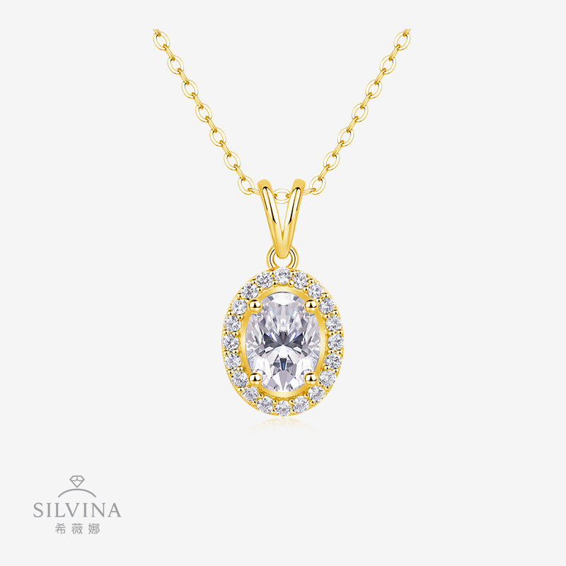 s925银莫桑石V形结婚订婚聚会吊坠项链