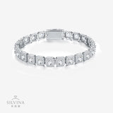 嘻哈方形S925纯银莫桑石手链轻奢时尚个性搭配饰品男女款