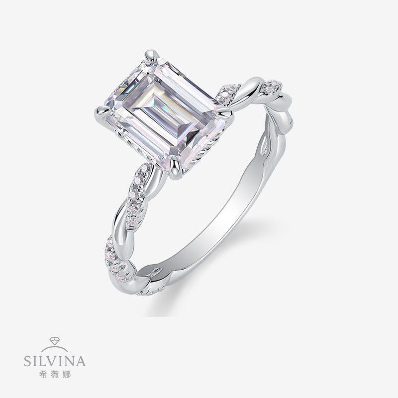 公主方大 S925银莫桑石镀铂金大克拉男