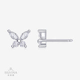 新款甜美高级设计仙女风耳钉迷你蝴蝶耳洞耳饰品女银耳环