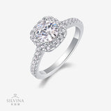 S925银莫桑石轻奢戒指純銀铂金精工男女生指圈