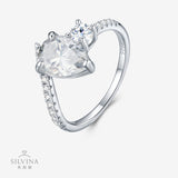 外梨形7*10mm纯银莫桑石戒指简约轻奢几何指环女