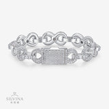 新款13mm8字形古巴链S925银满镶莫桑石嘻哈潮男女生手链