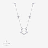 风卖s925银莫桑石鸢尾花吊坠项链流苏轻奢吊坠女