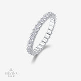 S925纯银戒指镶嵌D色莫桑石轻奢百搭精美满圈戒