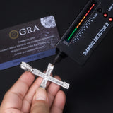 新款S925银莫桑石嘻哈十字架吊坠潮流时尚百搭项链男