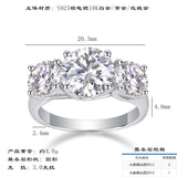 风热销大克拉精致切割高亮度925银镀白金日常佩戴男女戒