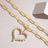 纯银叠戴莫桑石心形吊坠锁骨链电镀18K流苏吊坠项链女