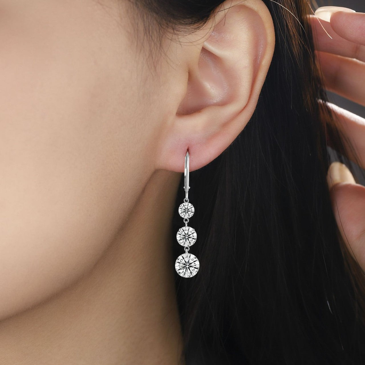 100款925银气质长款耳垂小众设计轻奢莫桑石耳钉耳坠