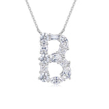 莫桑石S925银嘻哈风吊坠简约时尚锁骨链女26个字母吊坠