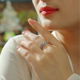 热销S925银戒指莫桑石浑身豪镶闭口戒指女圈戒婚戒男戒