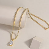 银镀18k热销项链 s925银莫桑石首饰梨形女士吊坠