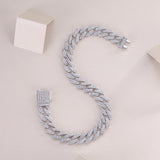 夸张嘻哈双排手链电镀加厚S925纯银莫桑石男女古巴手链