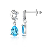 新款饰品S925银天然海蓝宝耳坠耳钉轻奢耳饰耳环女