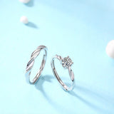 时尚纯银莫桑石对戒电镀白金戒指情侣小众环新年饰品订婚对戒