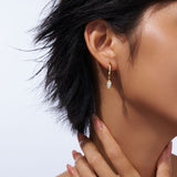 精美纯银电镀K金百搭莫桑石耳圈耳环休闲风新潮时尚耳饰