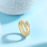 香槟星潮Etsy女戒S925银镀18k黄莫桑石指环