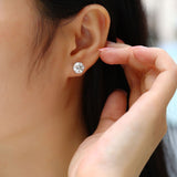 耳钉纯银镶嵌莫桑石金典6爪时尚百搭耳钉女款