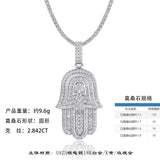 S925纯银镶嵌莫桑嘻哈吊坠个性搞怪大号夸张可穿网球链项坠