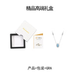 新款S925银蛋形蓝托帕石项链轻奢小众设计百搭锁骨链女