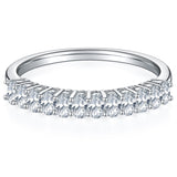 新款热销风S925纯银镶白金莫桑石排戒经典简约款戒指女款