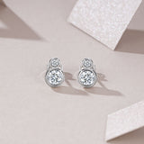 新款S925纯银莫桑石双头耳钉时尚百搭设计感耳饰品耳环女