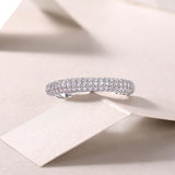 戒指嘻哈男士女士戒指 S925纯银戒指闭口半圈全莫桑戒指