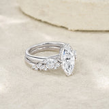 马眼切割特别款婚戒925纯银戒指镶异形莫桑石D色贵气女饰品