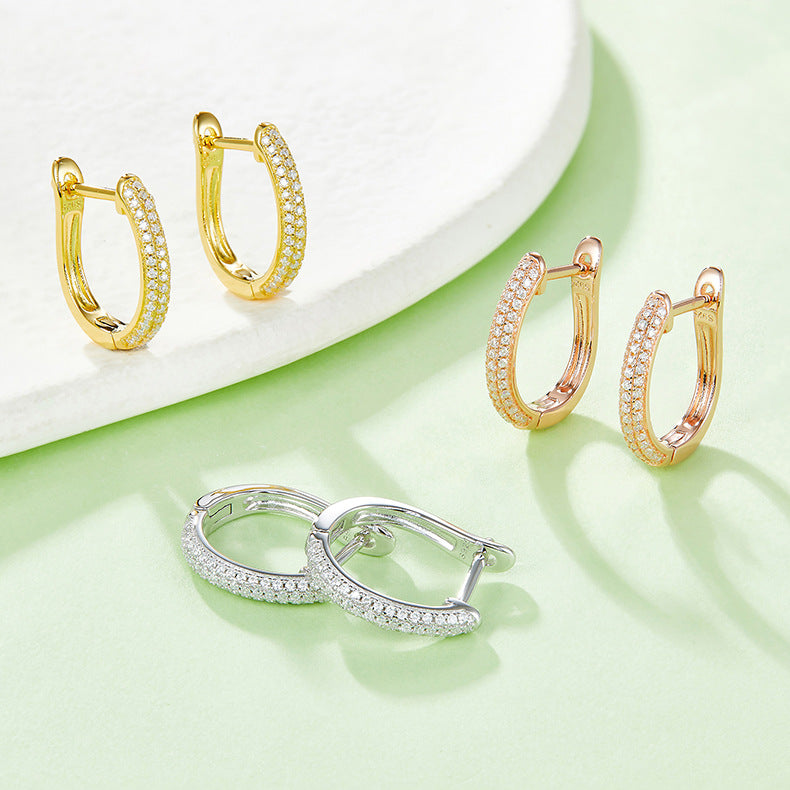 2024经典D色莫桑石石耳环轻奢高级精工s925纯银耳饰