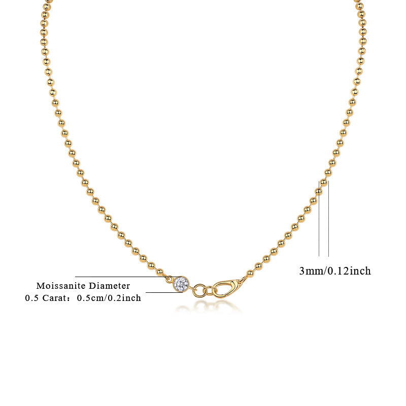 S925银叠戴项链莫桑石锁骨项链金色项链