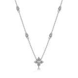 纯银莫桑石四叶草吊坠项链电镀18K白金女士几何吊坠