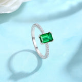 新款S925银1克拉八角形祖母绿戒指轻奢时尚简约指环女