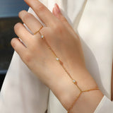 S925银双圈手链莫桑石链子锁骨链手链戒指组合