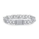 新款13mm8字形古巴链S925银满镶莫桑石嘻哈潮男女生手链