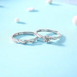 时尚纯银莫桑石对戒电镀白金戒指情侣小众环新年饰品订婚对戒