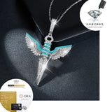 嘻哈项链小众设计S925纯银莫桑石天使之翼潮流时尚吊坠男