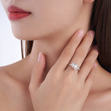 热销S925纯银异形莫桑石戒指祖母绿切时尚百搭轻奢风女戒