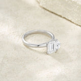 热销S925纯银异形莫桑石戒指祖母绿切时尚百搭轻奢风女戒