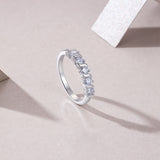 2025年新款极简主义排戒S925纯银波纹指环莫桑石叠戴戒指女