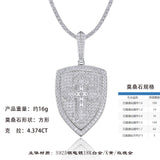 S925纯银镶嵌莫桑嘻哈吊坠个性搞怪大号夸张可穿网球链项坠